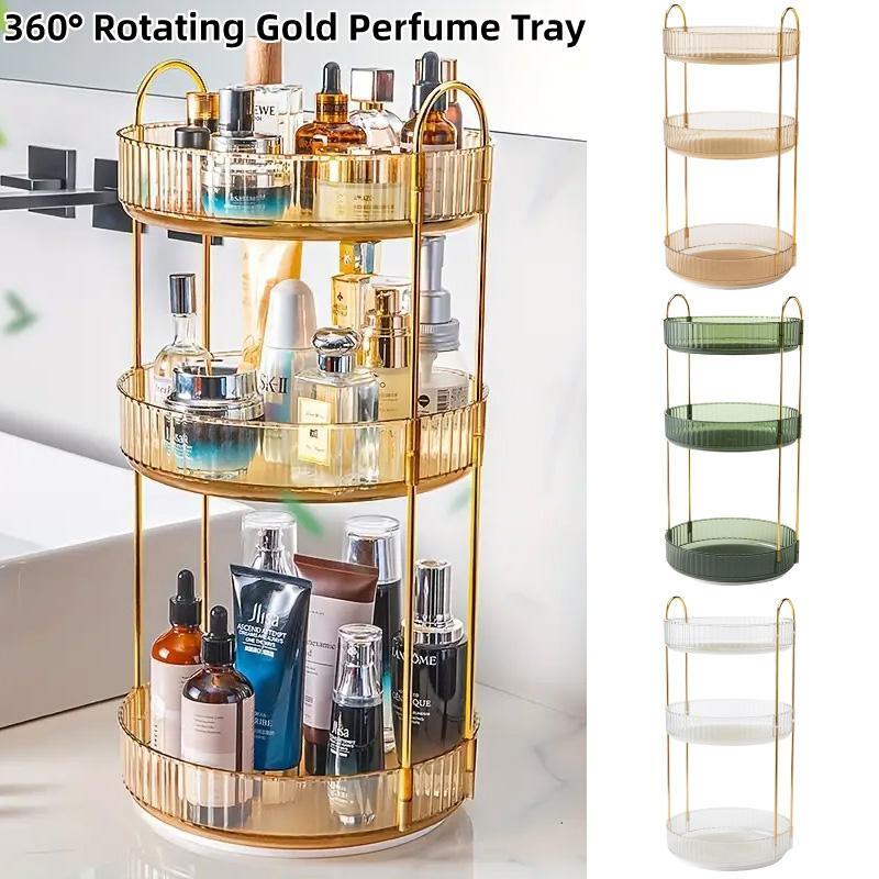 Rotating Cosmetic Organiser Home Storage Shelf Box for Makeup and Beauty Product - White