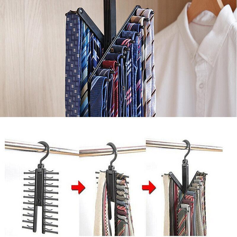 360 Degree Rotating Tie Hanger with 20 Hooks for Closet Scarves Belts Organisation