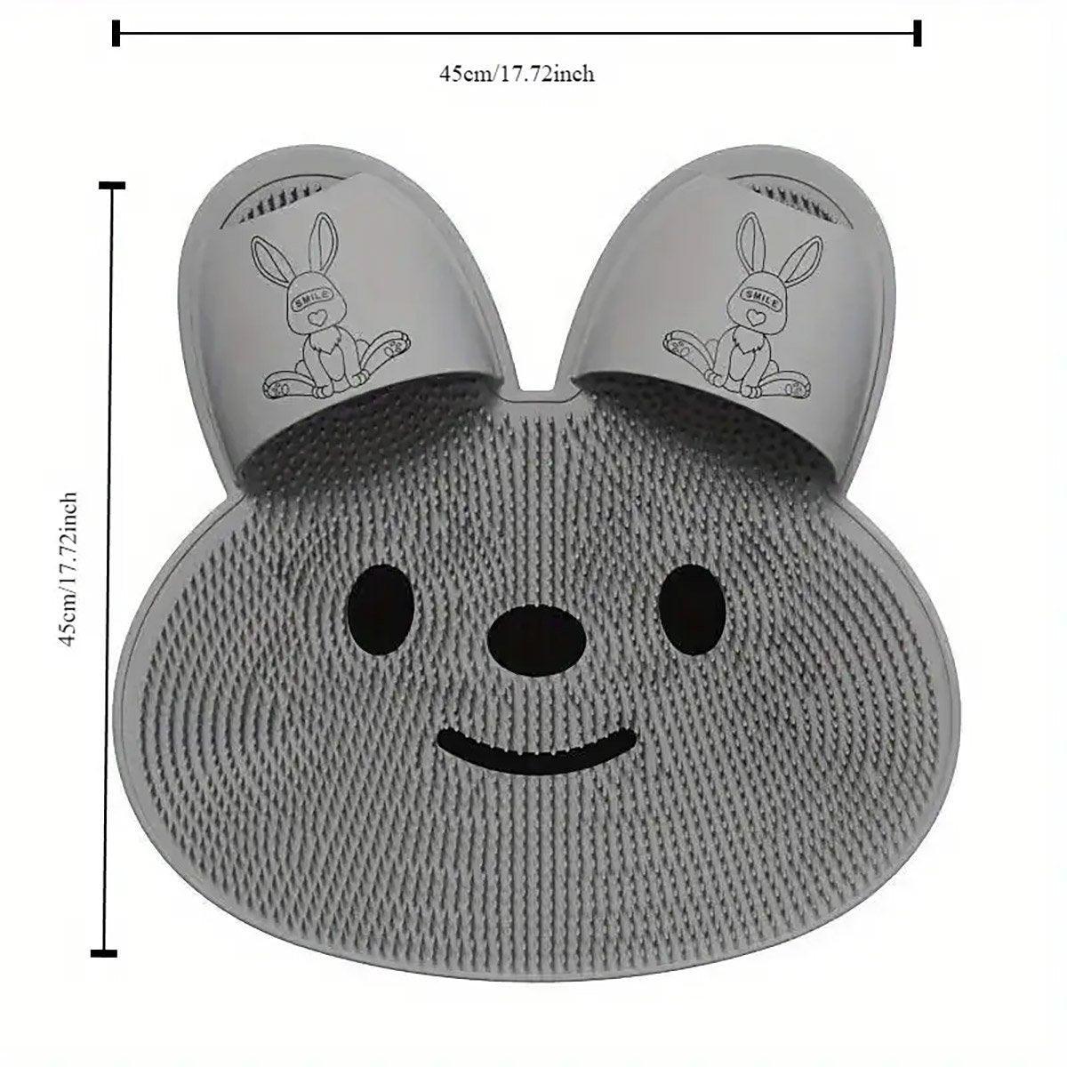 Silicone Foot Scrubber Rabbit Tub Mat Suction Cup Exfoliating Brush Cleaning Mat - Khaki