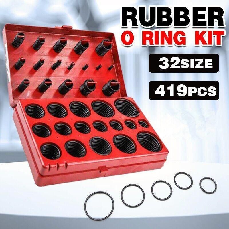 419 Pcs Rubber O Ring Kit Metric Grommet Seal Plumbing Garage O-Ring Assortment