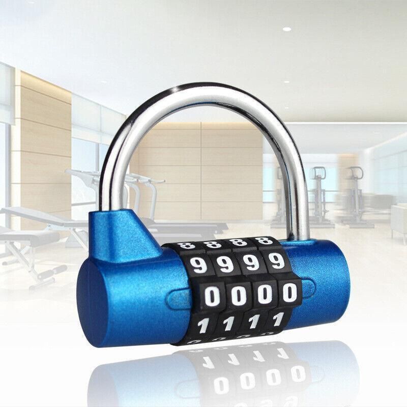 4 Digit Combination Padlock Wide Shackle Password Lock for Locker or Luggage - Blue