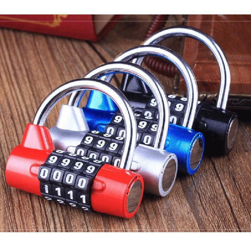 4 Digit Combination Padlock Wide Shackle Password Lock for Locker or Luggage - Red