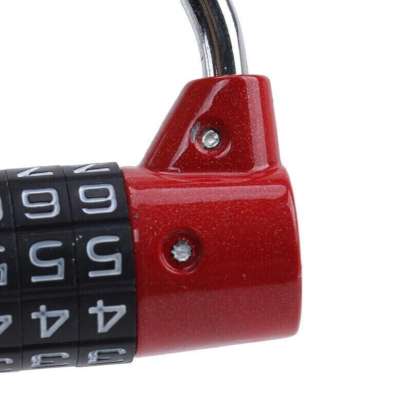 4 Digit Combination Padlock Wide Shackle Password Lock for Locker or Luggage - Red