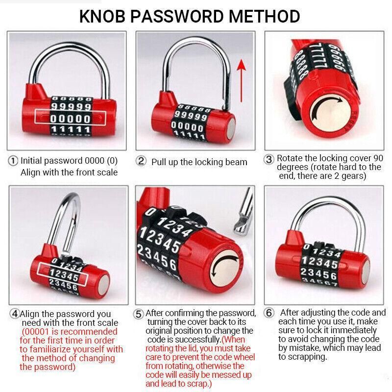 4 Digit Combination Padlock Wide Shackle Password Lock for Locker or Luggage - Silver