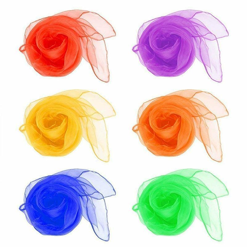 12Pcs Gradient Juggling Silk Dance Magic Tricks Dancing Props Scarves Chiffon Au