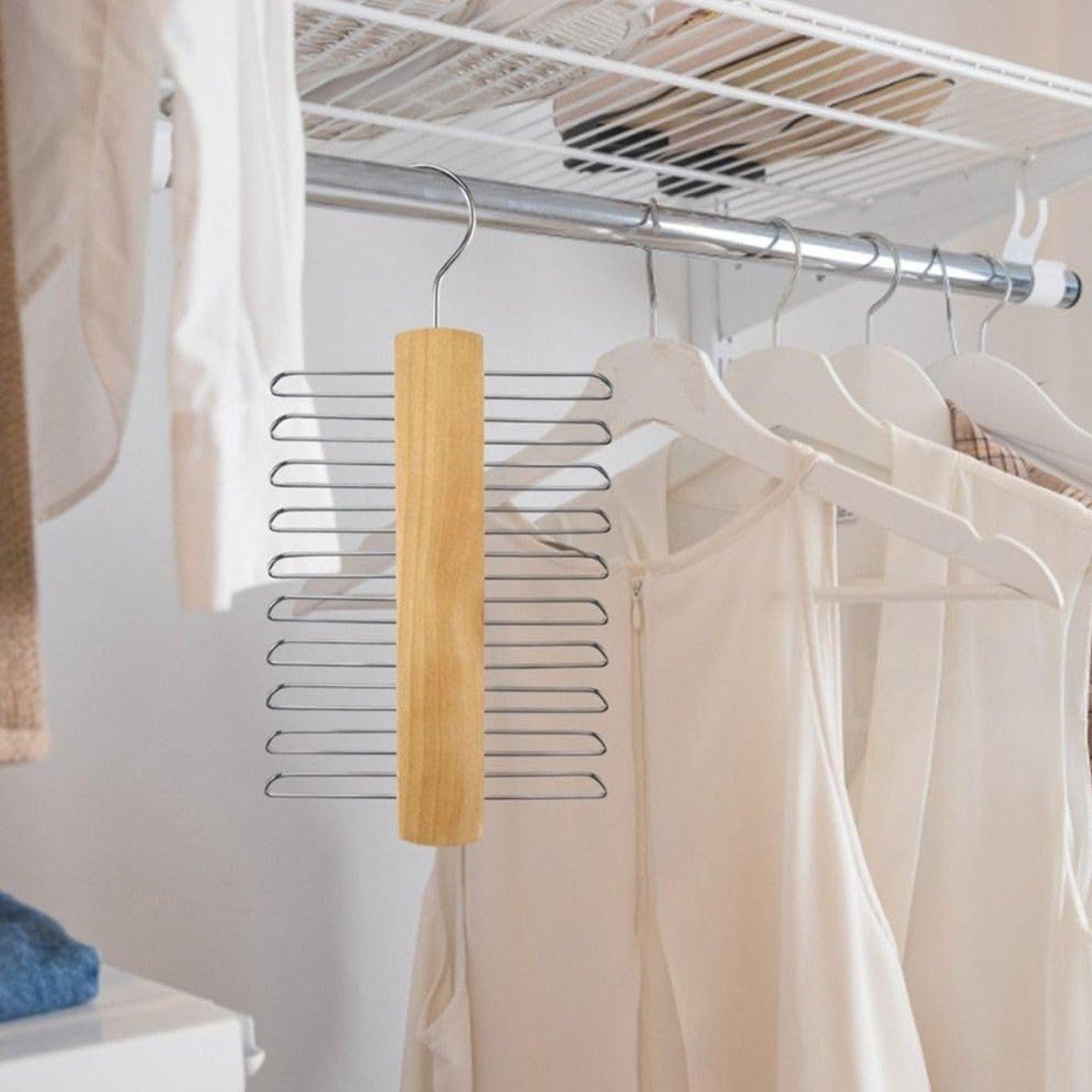 2PCS Double Hook Silk Scarf Towel Rack Organizer Tie Hanger Closet Storage