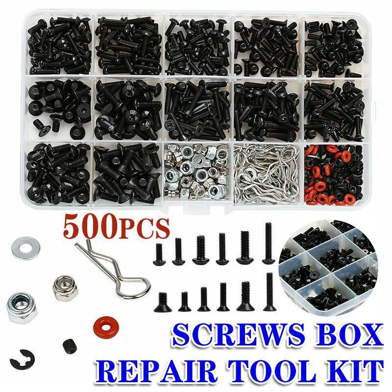 500PCS/Set RC Screws Box Repair Tool Kit for 1/10 HSP RC Car DIY Accessories