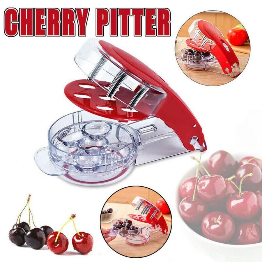 Cherry Pitter Olive Seed Squeeze Tool Handheld Stoner Remover Corer Kitchen Red