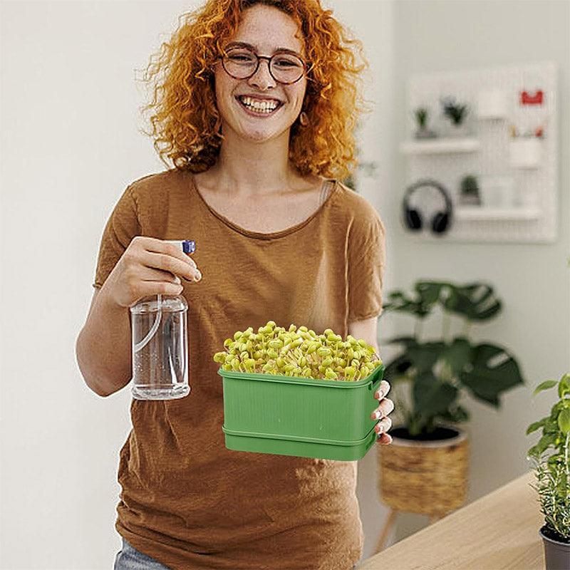 Seedling Tray Sprout Tray Soilless Hydroponic Planting Pot for Indoor Gardening - Green
