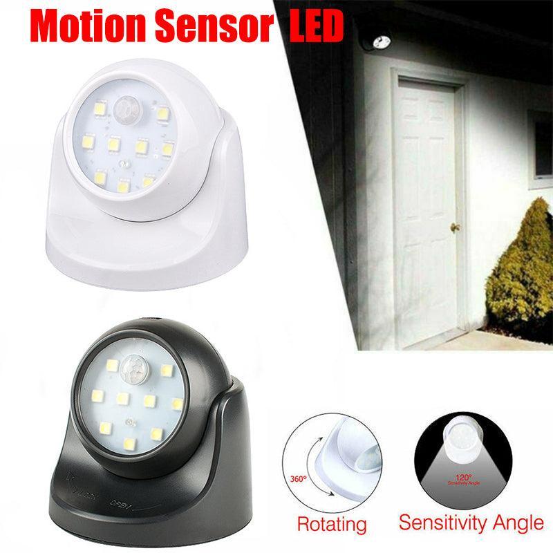 Battery Powered LED Motion Sensor Light Indoor Outdoor Wall Security 360 Degree - White