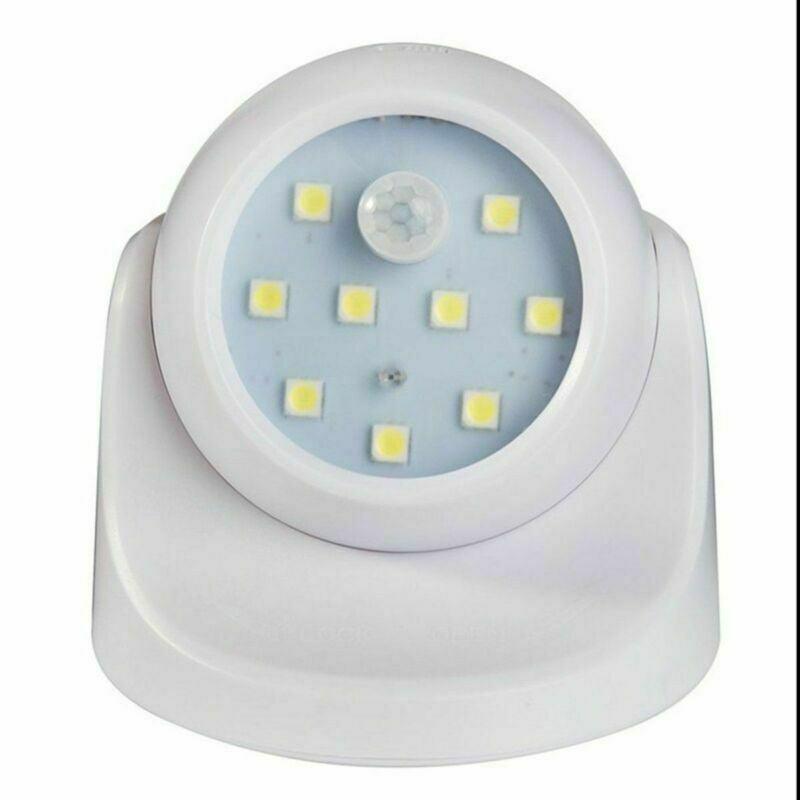 Battery Powered LED Motion Sensor Light Indoor Outdoor Wall Security 360 Degree - White