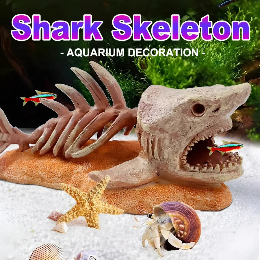 Simulated Shark Skeleton Aquarium Ornament Fish Tank Decoration For Home Office