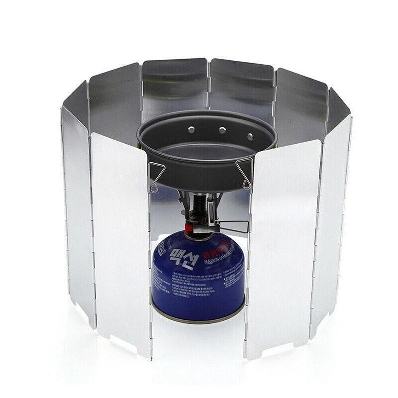 10 Plates Foldable Aluminum Camping Cooker Wind Shield for BBQ Stove
