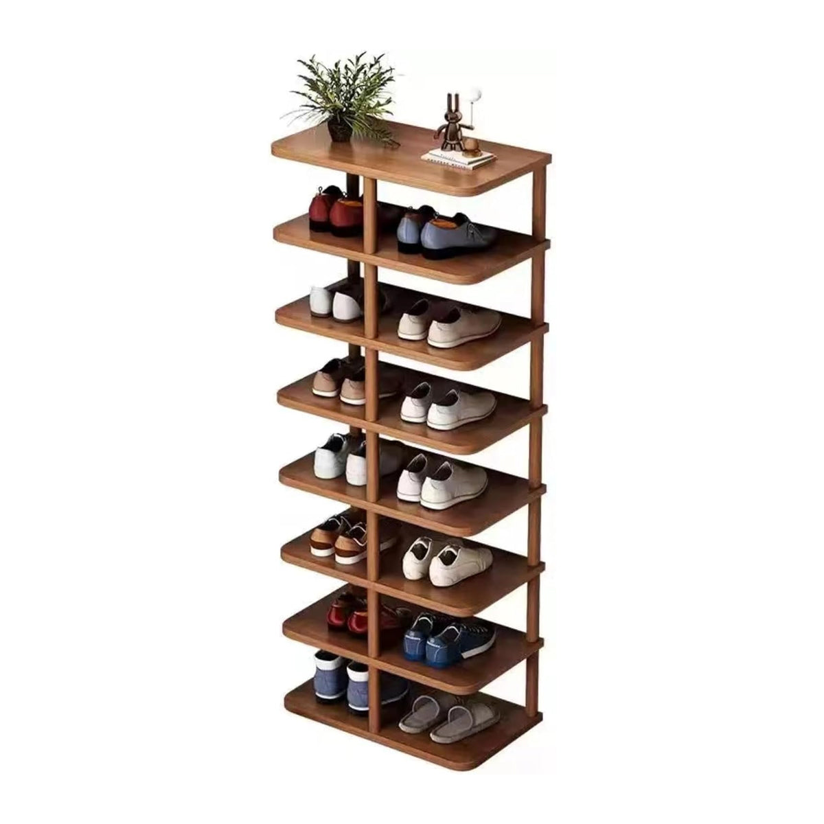 8 Tiers Shoe Rack Vertical Space Saving Narrow Shoe Organizer with Stable Base