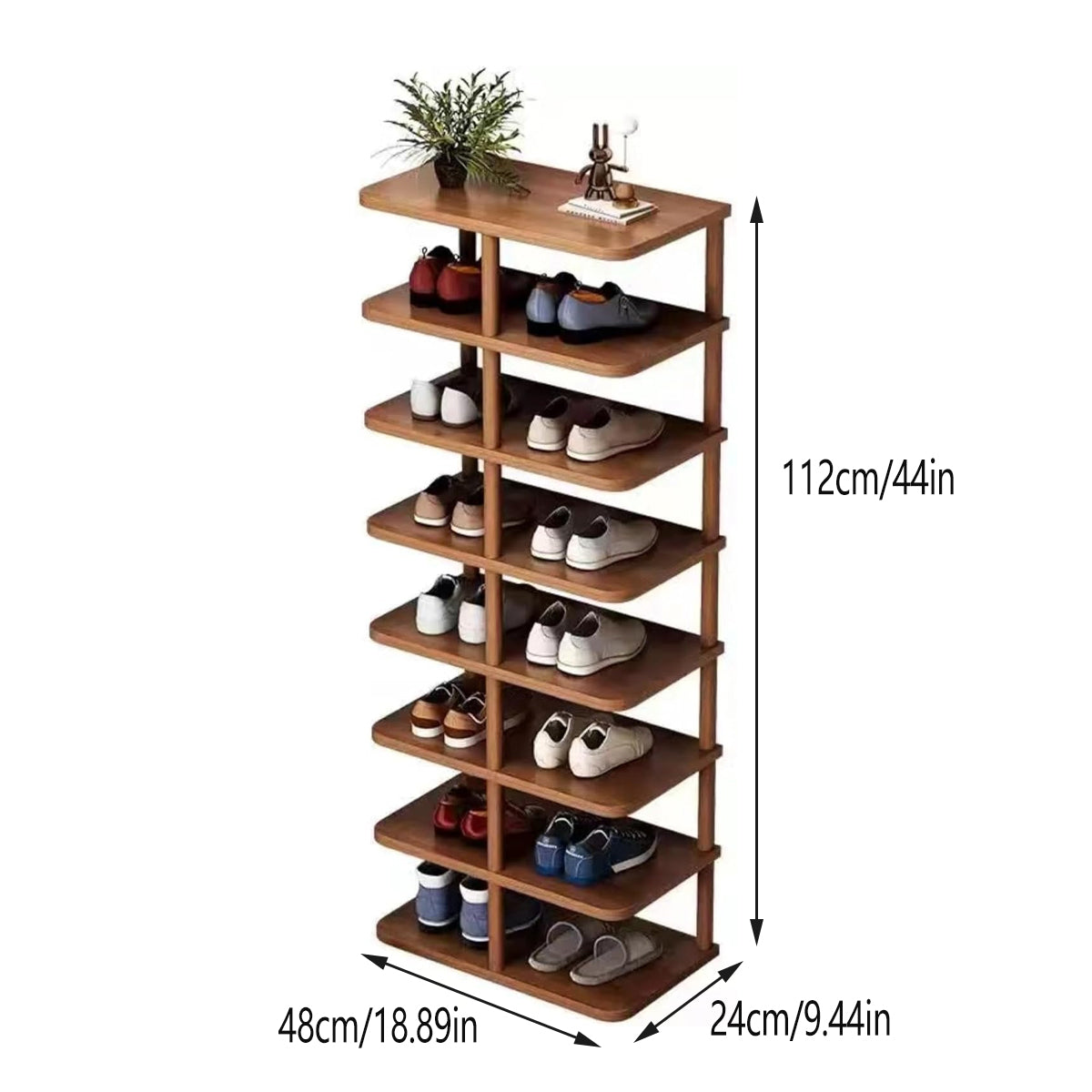 8 Tiers Shoe Rack Vertical Space Saving Narrow Shoe Organizer with Stable Base