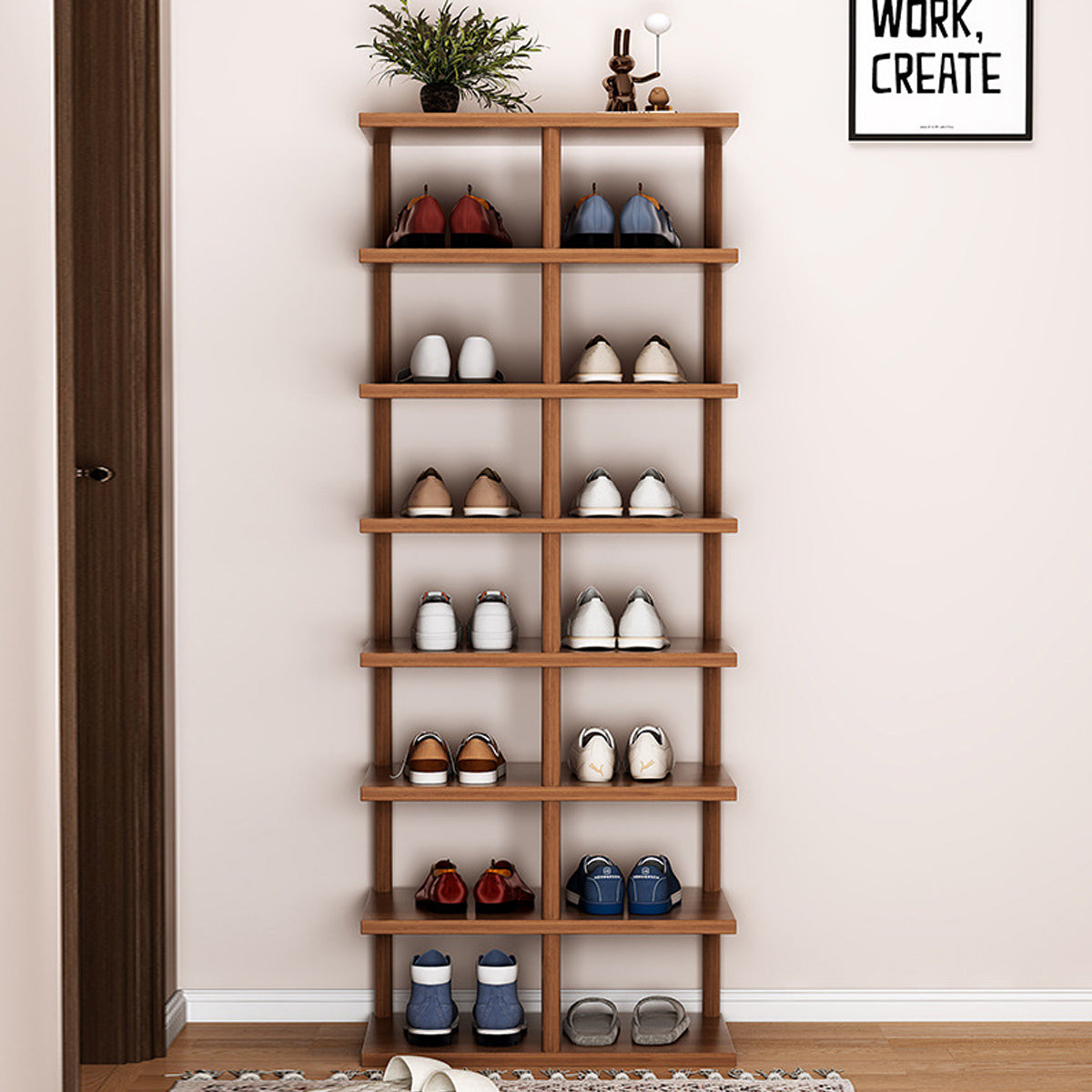 8 Tiers Shoe Rack Vertical Space Saving Narrow Shoe Organizer with Stable Base