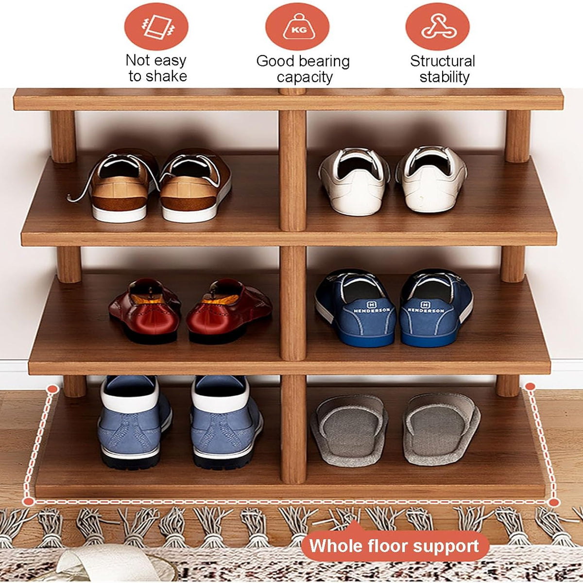 8 Tiers Shoe Rack Vertical Space Saving Narrow Shoe Organizer with Stable Base