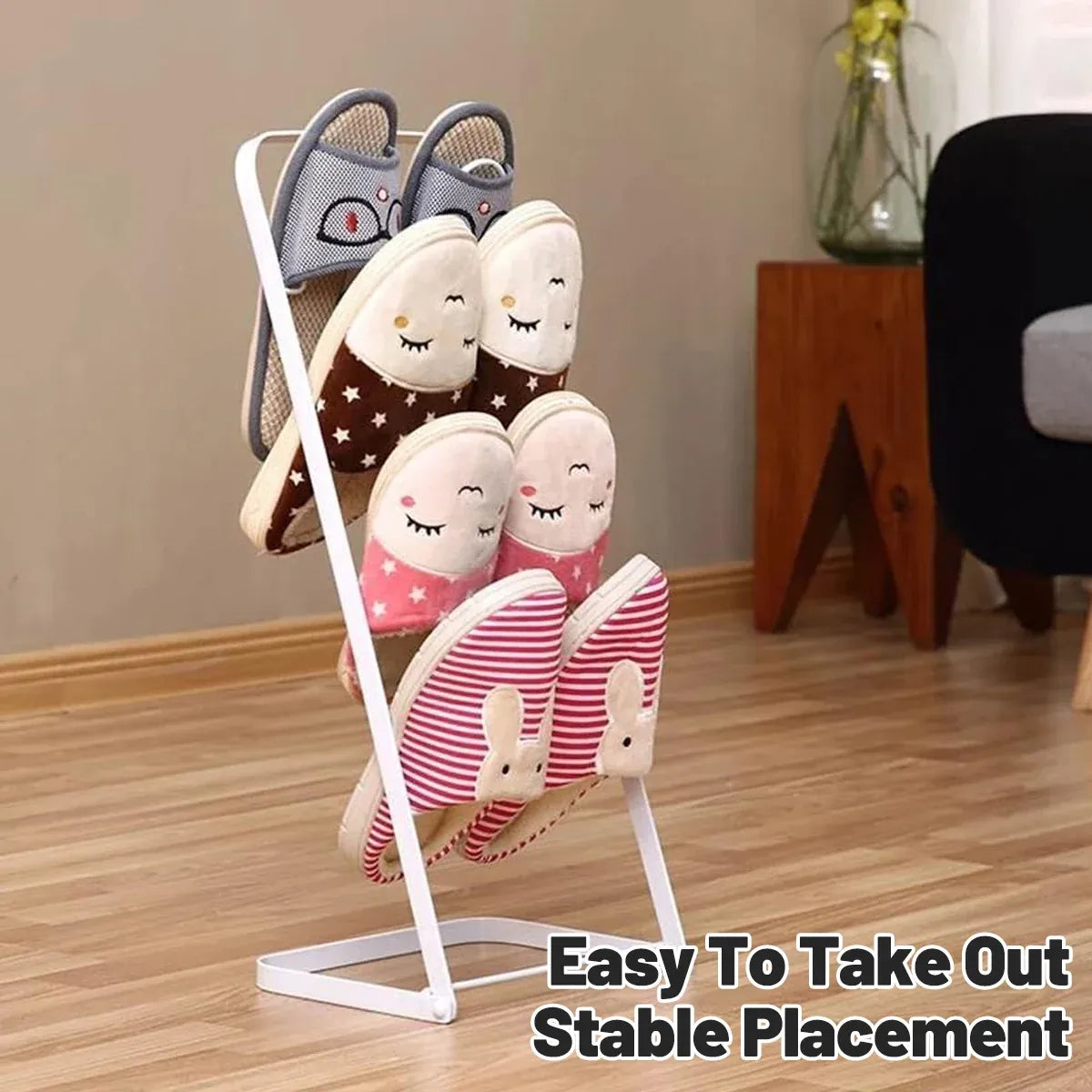 Metal Floor Standing Slipper Rack for Entryway Hallway Bathroom