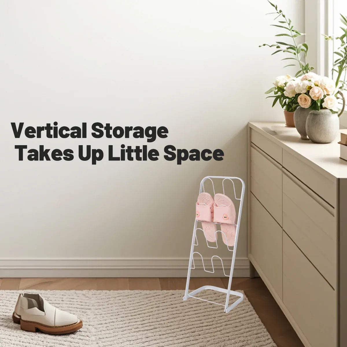 Metal Floor Standing Slipper Rack for Entryway Hallway Bathroom