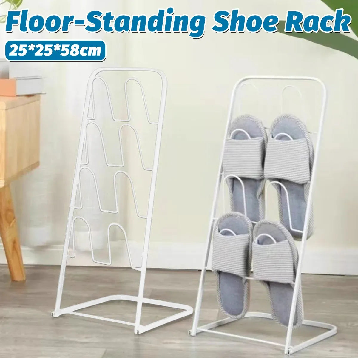 Metal Floor Standing Slipper Rack for Entryway Hallway Bathroom