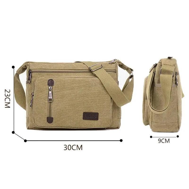 Retro Men'S Canvas Shoulder Messenger Bag Crossbody Satchel Travel Man'S Bags Au - Army Green
