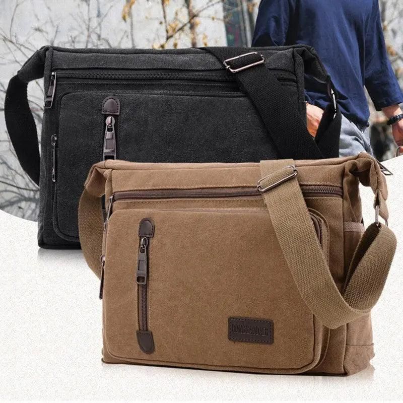 Retro Men'S Canvas Shoulder Messenger Bag Crossbody Satchel Travel Man'S Bags Au - Army Green