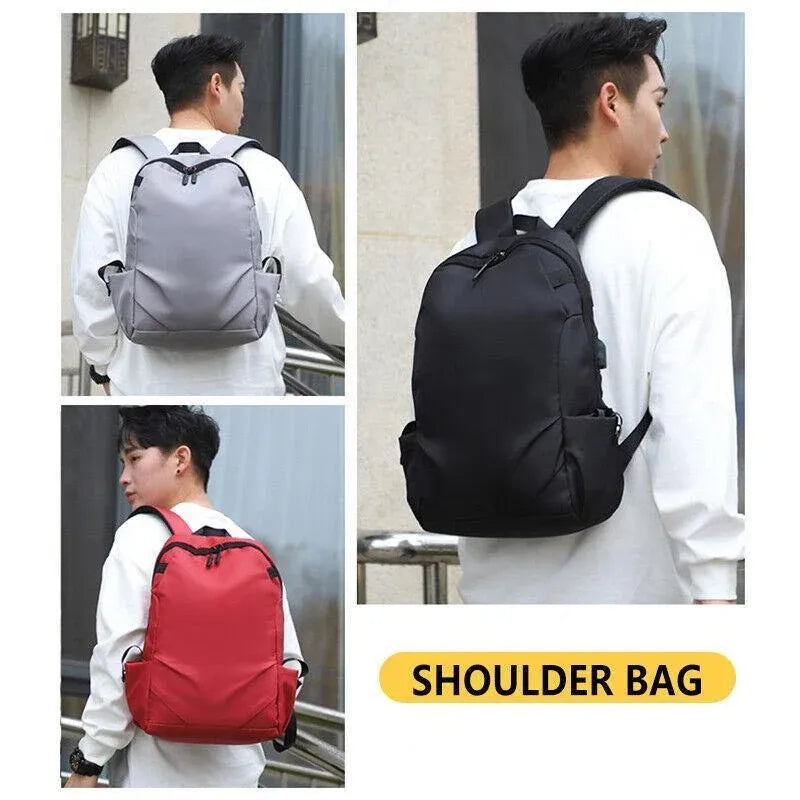 Mens Backpack Large Capacity Waterproof Schoolbag Laptop Work Travel Bag - Grey