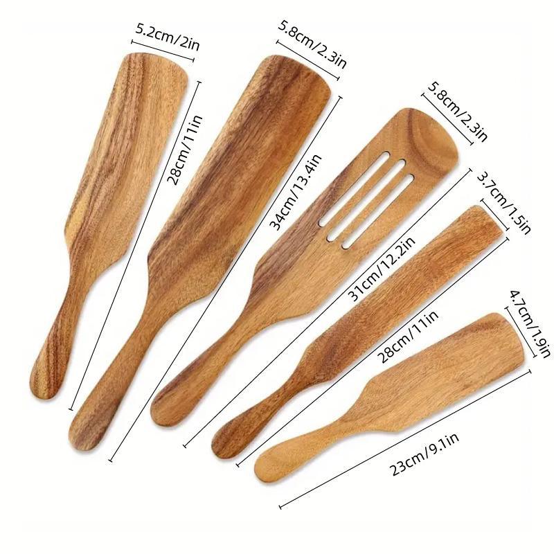 5pcs Wooden Spatula Set Kitchen Cooking Utensils Wooden Spatula for Cooking