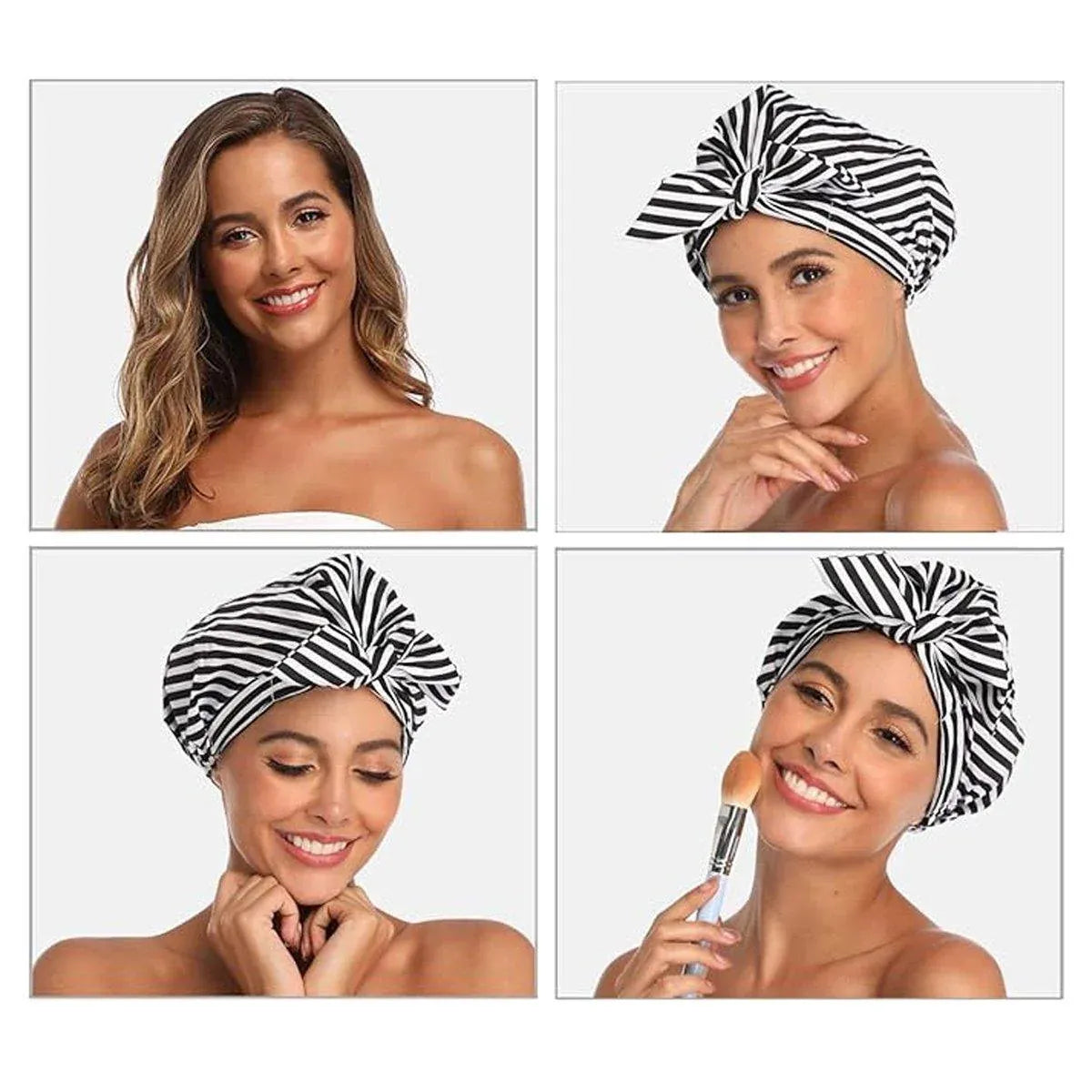 Woman Shower Cap Reusable Long Hair Large Turban Bathroom Waterproof Hair Cap - Coconut Tree