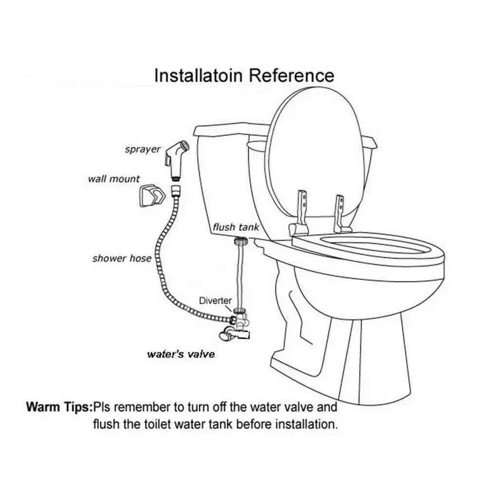 Shower Head Toilet Spray Douche Hand Held Bidet Jet Shattaf Kit Chrome Sprayer