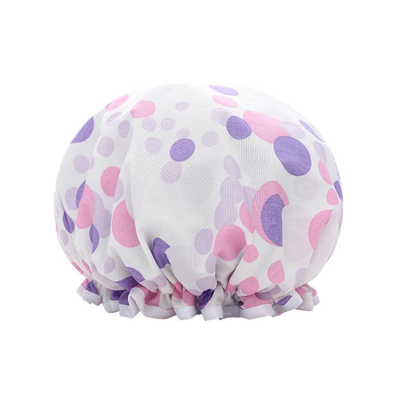 Double Layer Lux Shower Cap Bath Hat Hair Care Women Sleep Waterproof Reusable - Dark Blue
