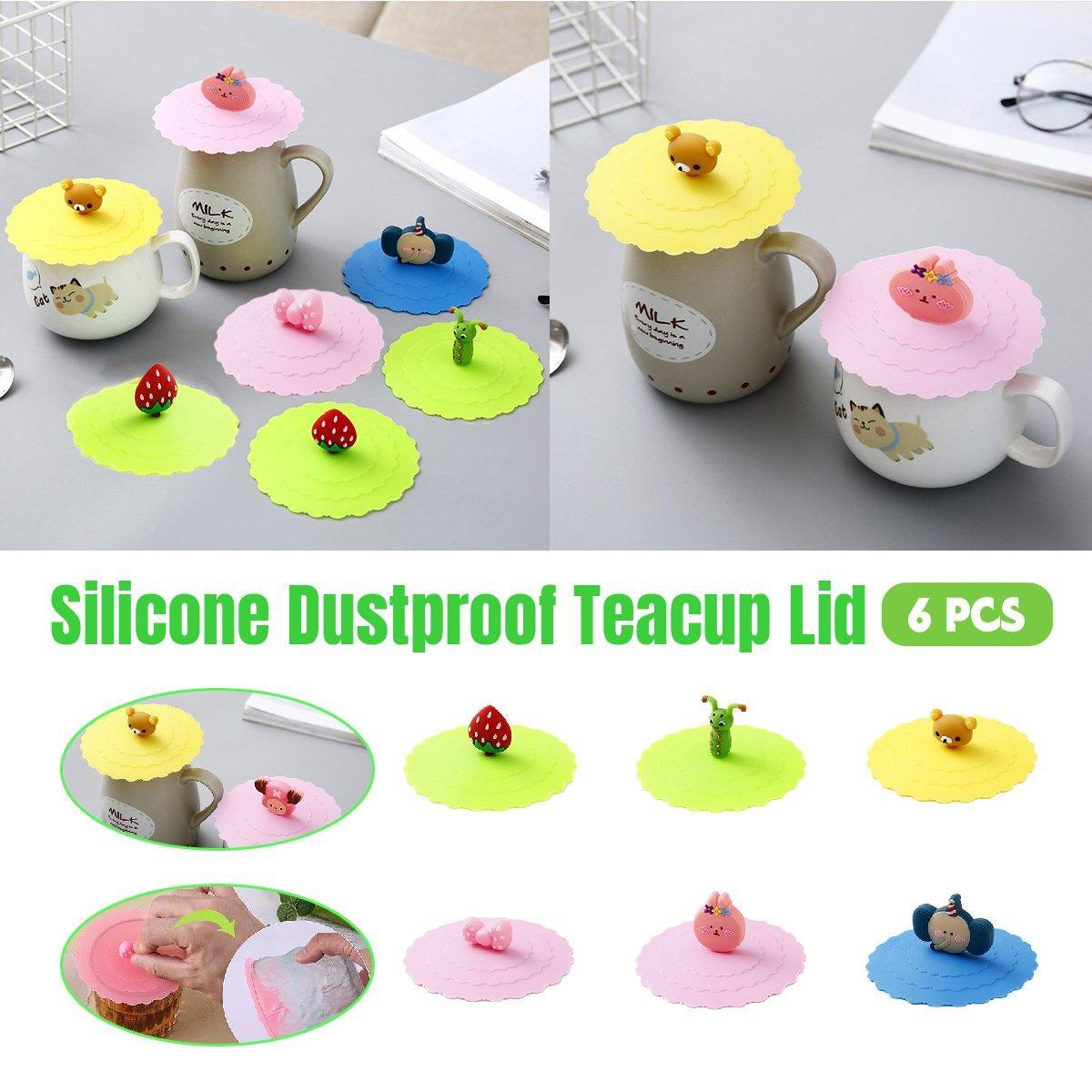 6PCS Silicone Tea Cup Lids Leak Proof Dustproof Universal Drink Covers for Mugs
