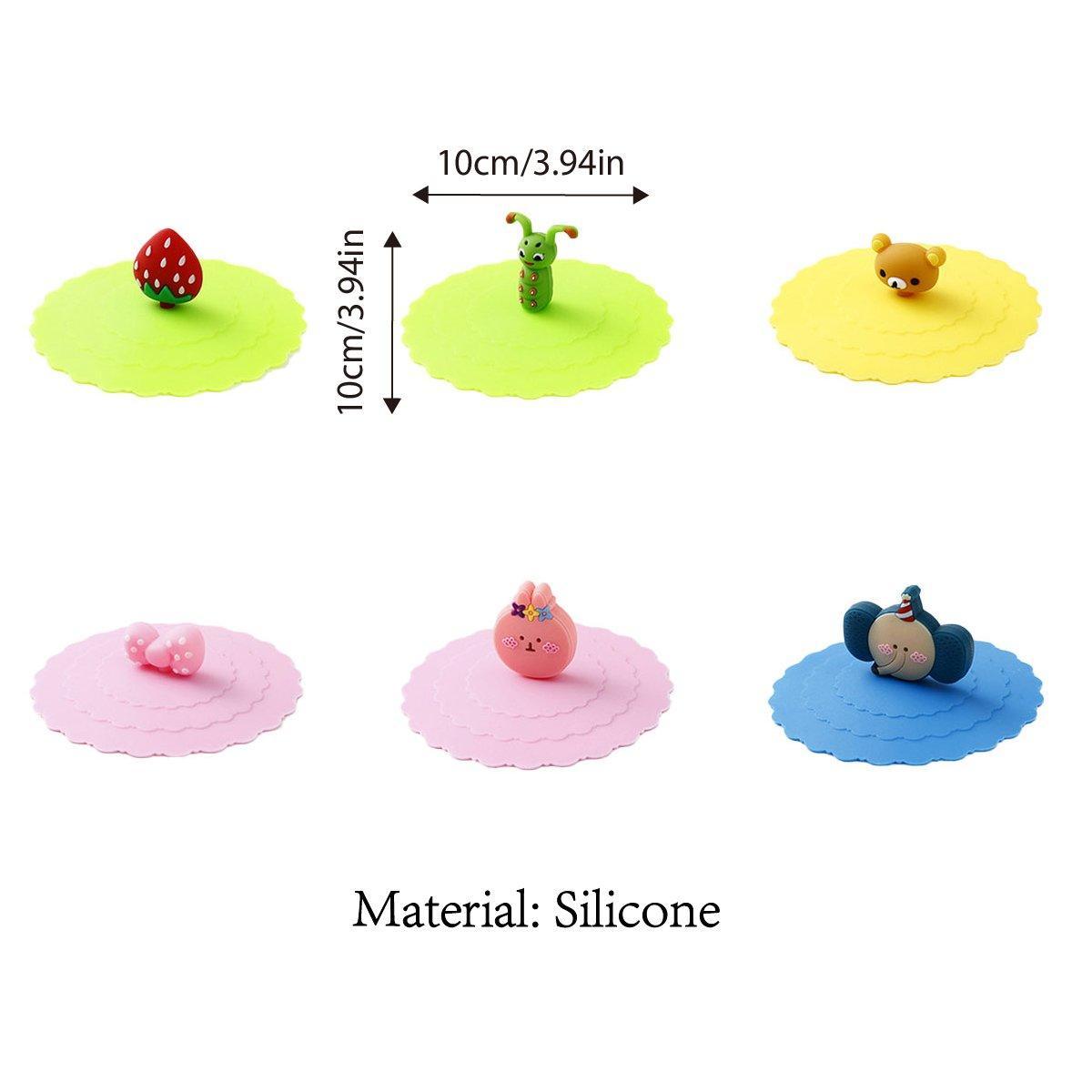 6PCS Silicone Tea Cup Lids Leak Proof Dustproof Universal Drink Covers for Mugs