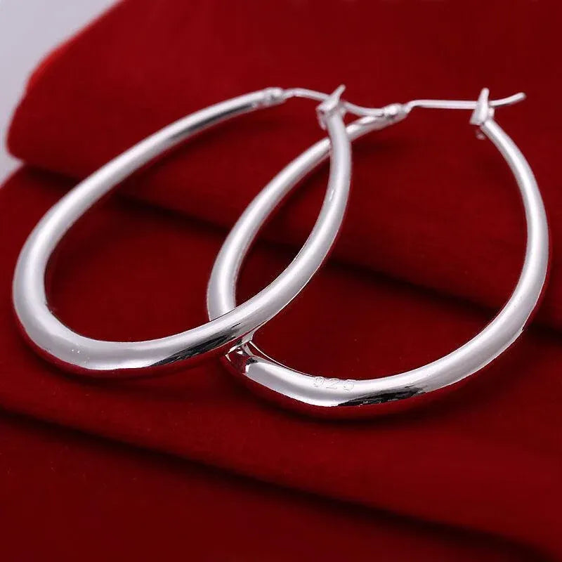 Elegant Teardrop Silver Filled Hoop Earrings 41mm Lightweight Fashion Jewelry