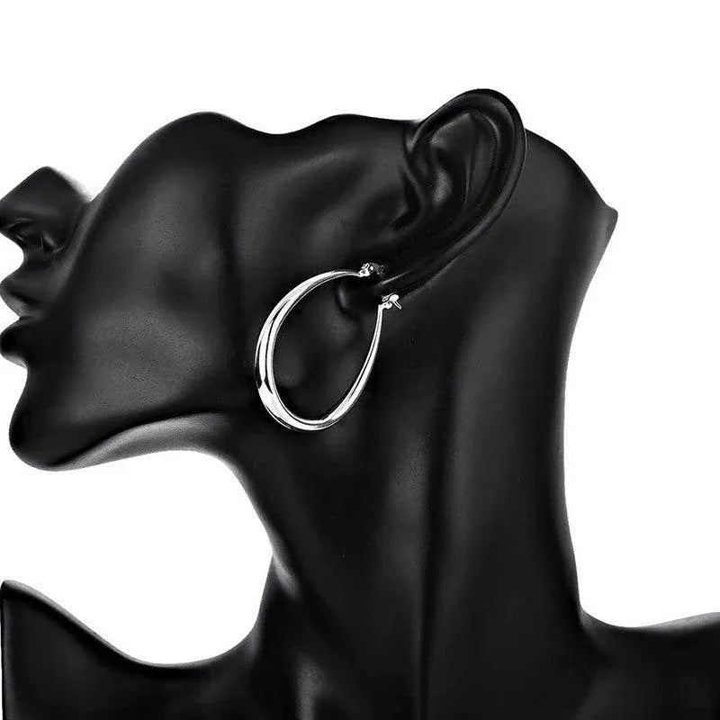 Elegant Teardrop Silver Filled Hoop Earrings 41mm Lightweight Fashion Jewelry