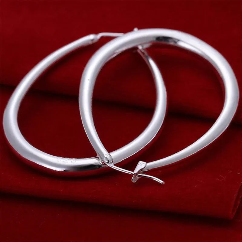 Elegant Teardrop Silver Filled Hoop Earrings 41mm Lightweight Fashion Jewelry