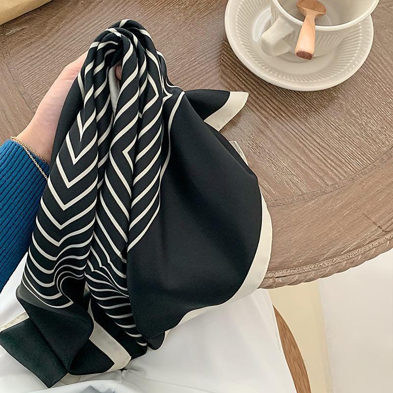 Square Silk Feel Satin Scarf Small Vintage Head Neck Hair Tie Band Women Elegant - 15