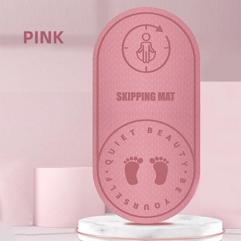 Jump Rope Mat Soundproof Shock Absorbing Mat for Indoor Fitness Yoga Floor Use - Pink