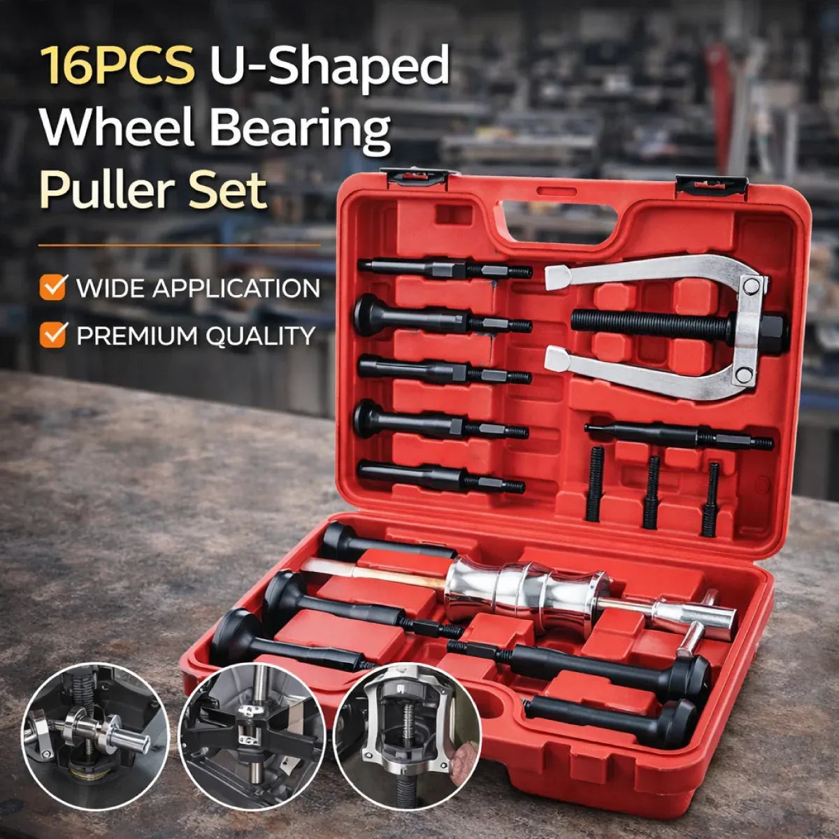 16PCS Inner Bearing Puller Set Slide Hammer Blind Hole Remover Kit