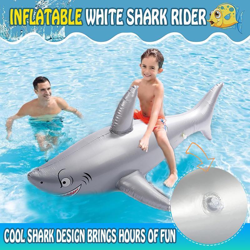 Inflatable Shark Pool Rider Float Toy for Swimming and Water Fun