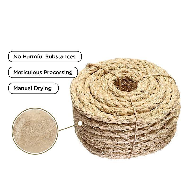 Versatile Natural Sisal Rope 6mm Thick Twine 10M-50M for Crafts - 6MM*10M