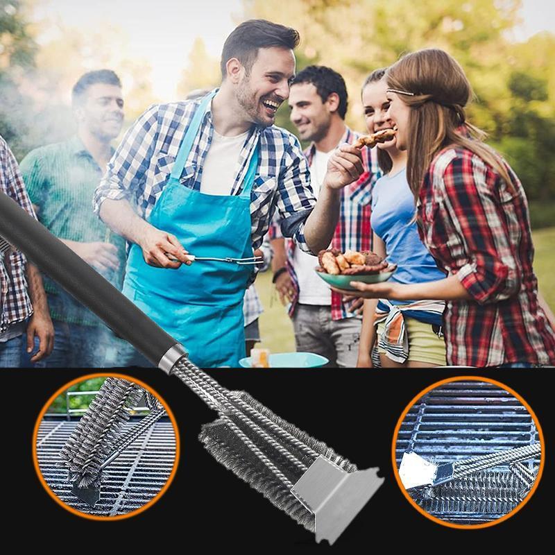 Grill Brush and Scraper 18 Inch Stainless Steel Barbecue Cleaning Brush Wire Bri