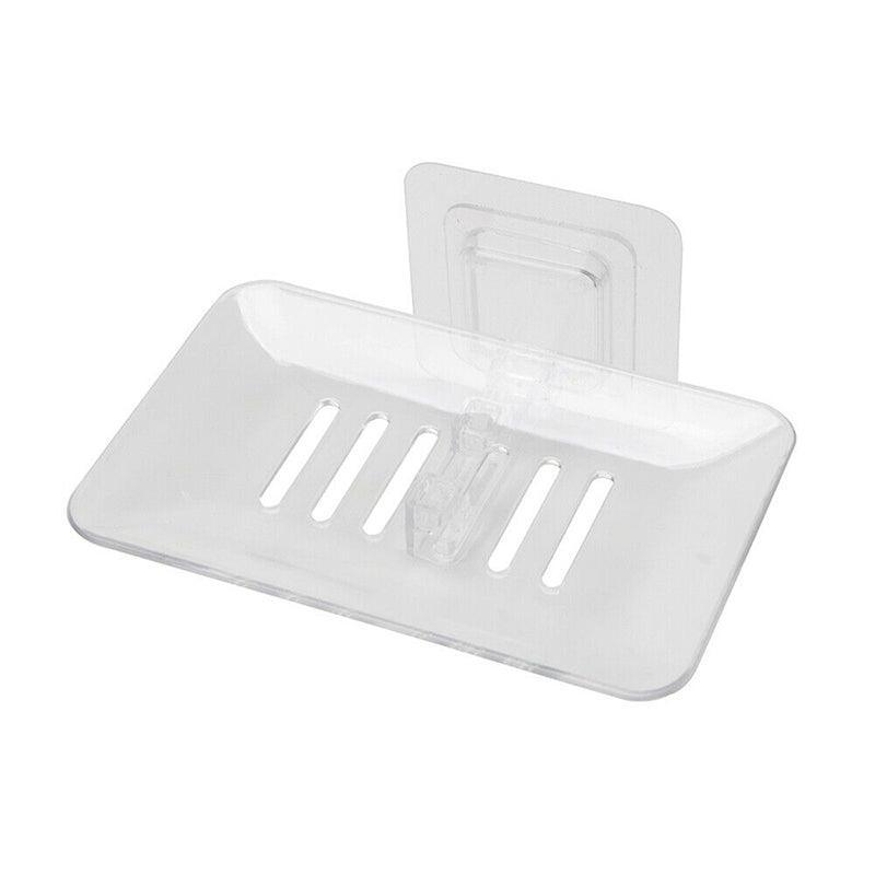 Bathroom Waterfall Tray Holder Soaps Plate Suction Case Containers Dish Storage - White
