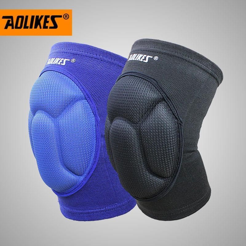 Knee Pad Crashproof Antislip Brace Leg Sleeve Protector Guard Support Men - Black*1 Pair