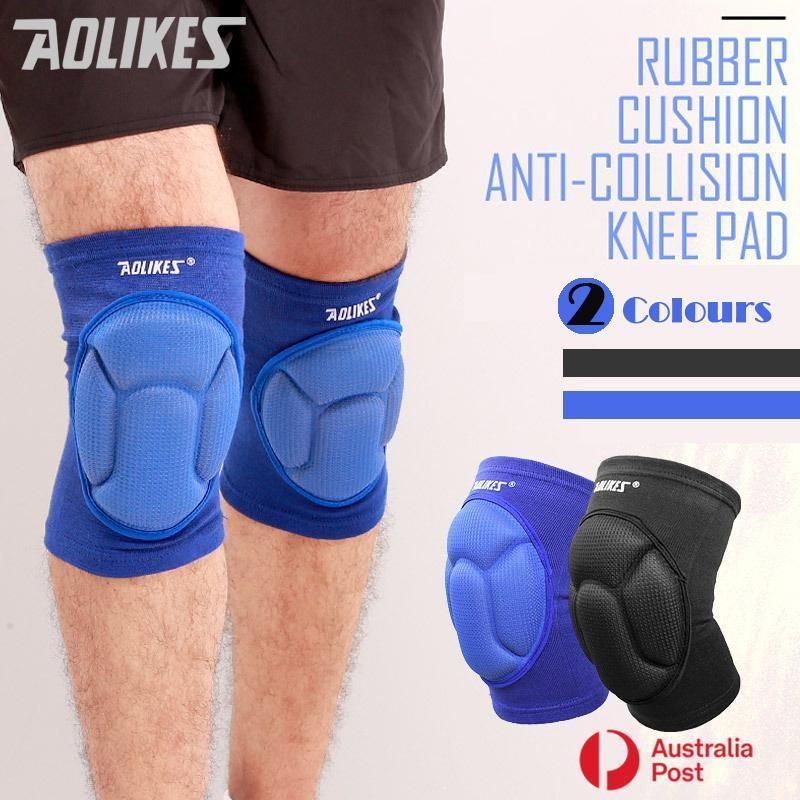 Knee Pad Crashproof Antislip Brace Leg Sleeve Protector Guard Support Men - Blue*1 Pair