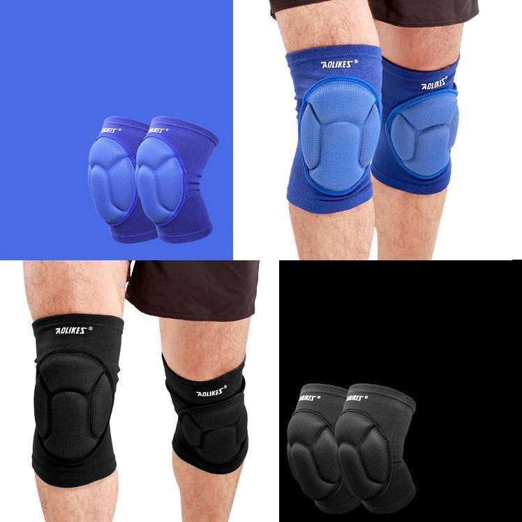 Knee Pad Crashproof Antislip Brace Leg Sleeve Protector Guard Support Men - Blue*1 Pair
