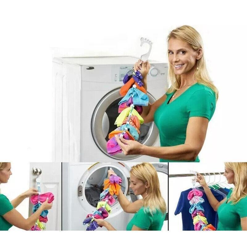 Locks Sock Tidy Clips Rope Storage Hangers Closet Organizer Laundry Helper - Green