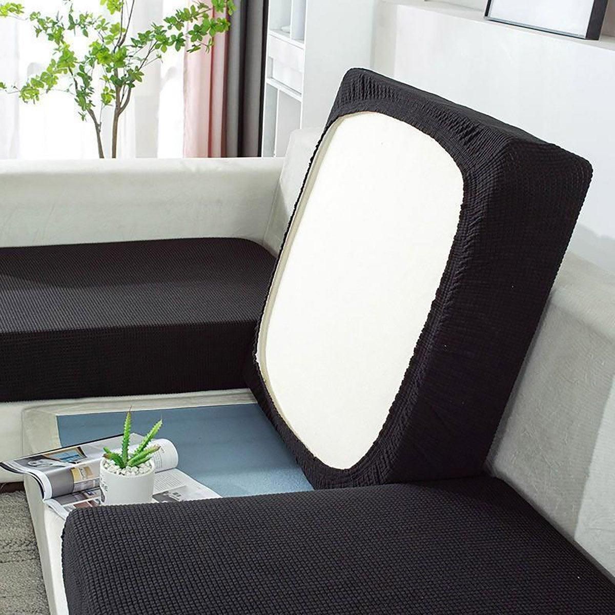 Stretch Sofa Slipcover 4 Seasons Universal Couch Protector Elastic Fabric Cover - Single-Black
