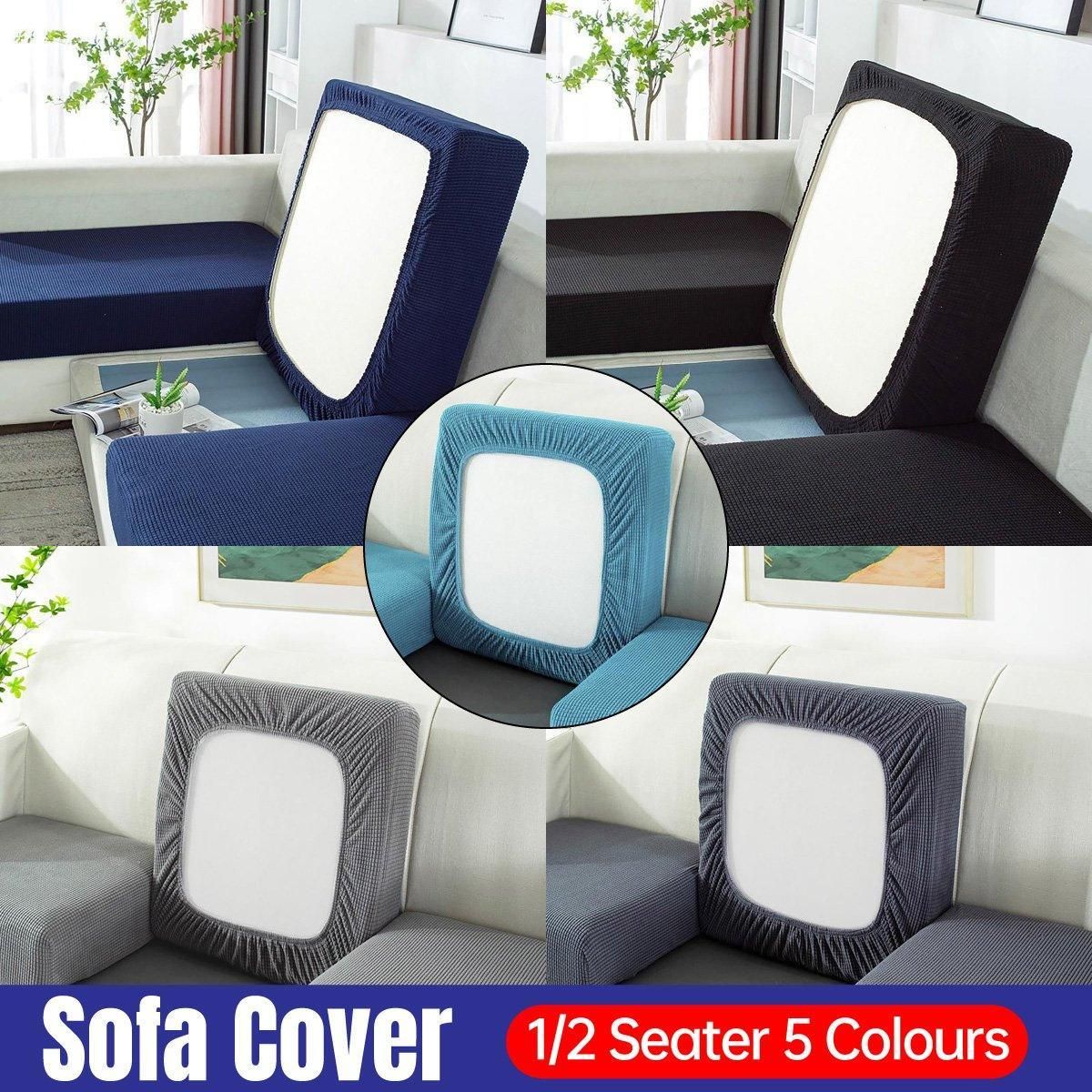 Stretch Sofa Slipcover 4 Seasons Universal Couch Protector Elastic Fabric Cover - Single-Black