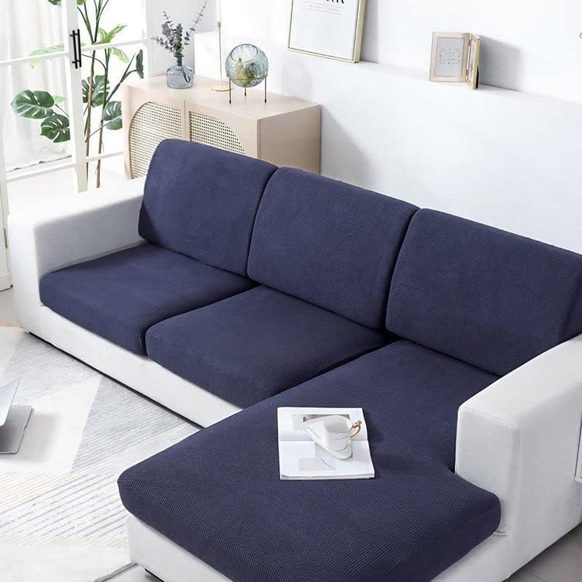 Stretch Sofa Slipcover 4 Seasons Universal Couch Protector Elastic Fabric Cover - Single-Black